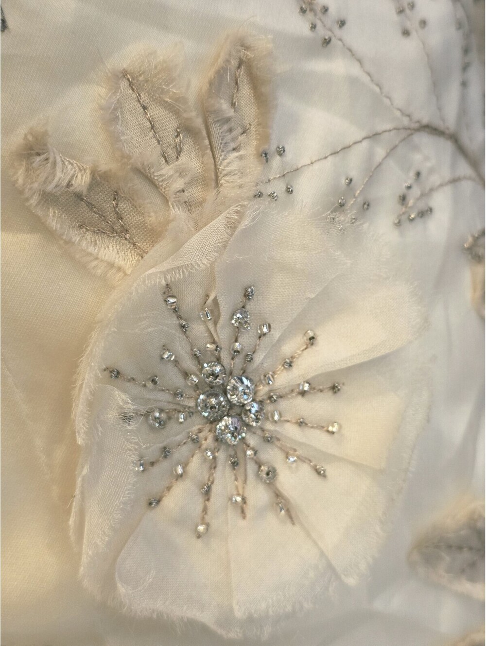 Watters Brides Wedding Dress 6 Silk Organza Strapless Floral A Line Gown 02001B - Picture 7 of 15